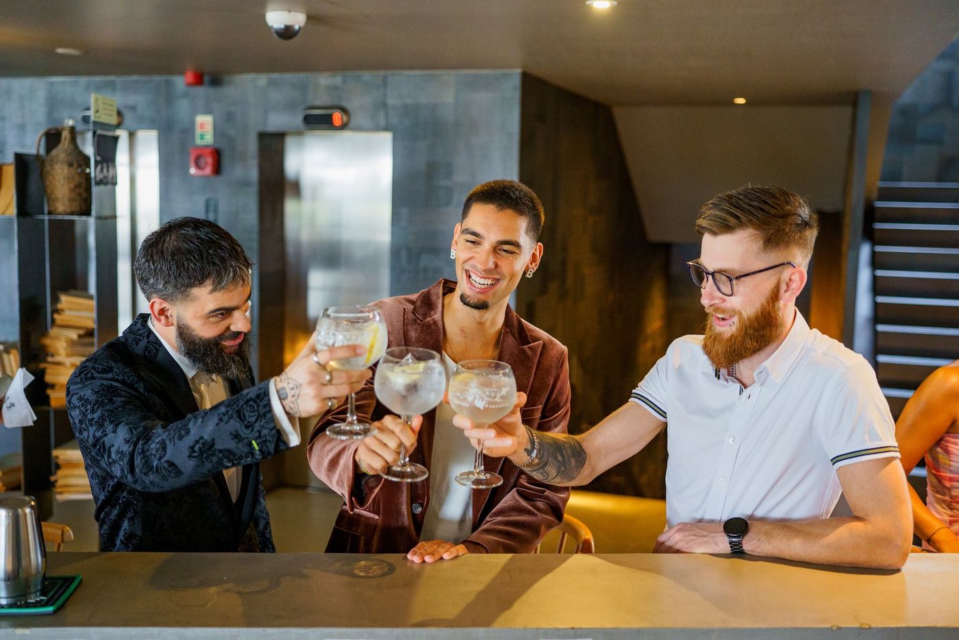 Groom toasting with his friends