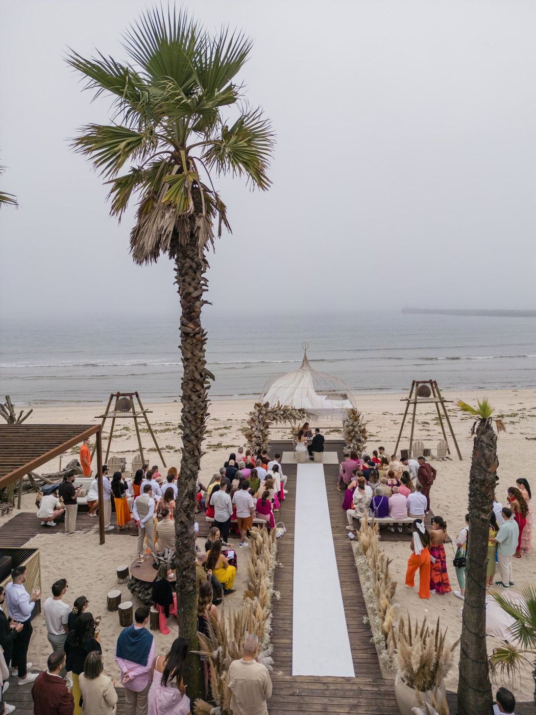 Beach ceremony seen from a drone