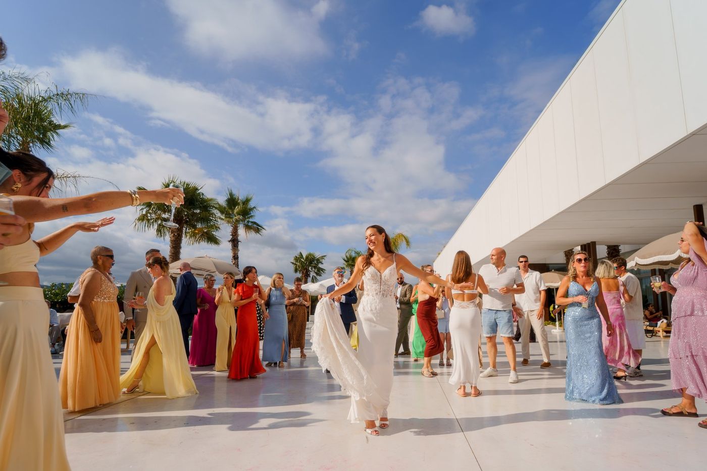 Bride dancing with the guests