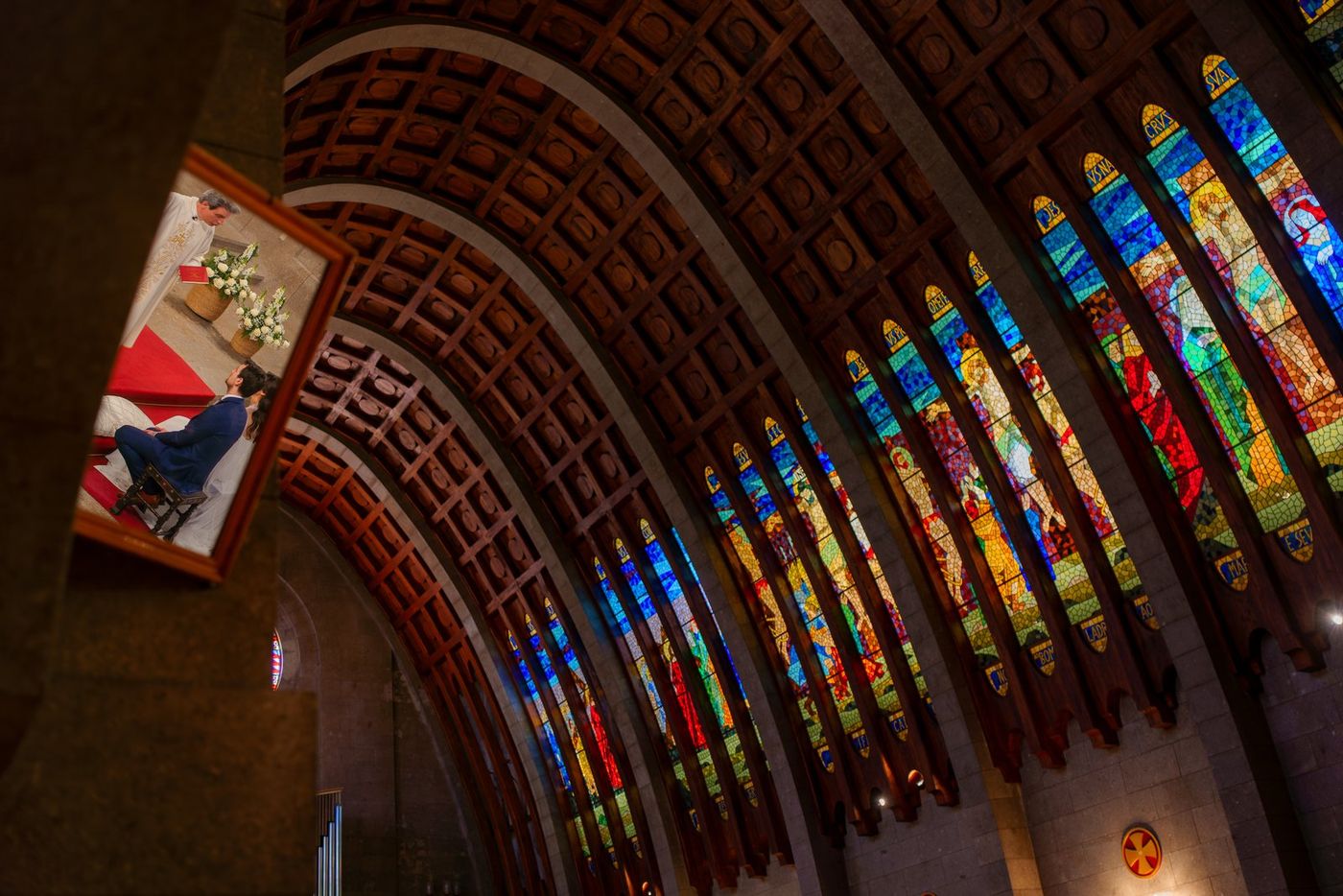 Stained-glass windows of a church