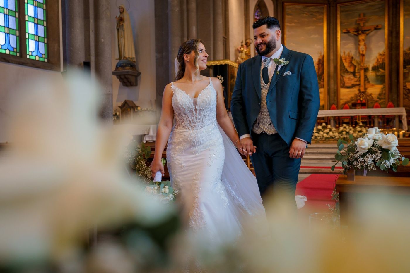 Bride and groom leaving the altar