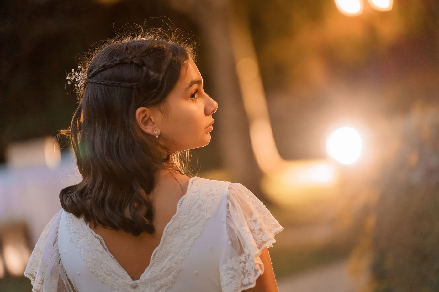 Girl in profile at night