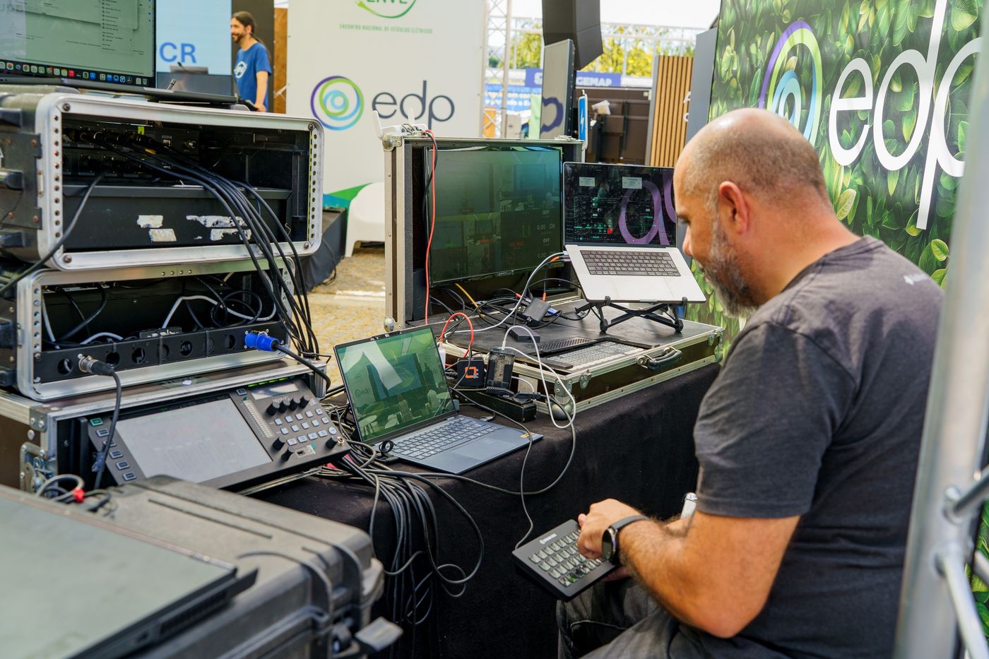Video control desk at an event